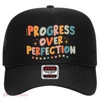 Growth Mindset Progress Over Perfection Back To School Retro Hat thumb 0