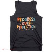 Growth Mindset Progress Over Perfection Back To School Retro Tank Top thumb 0