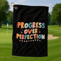 Growth Mindset Progress Over Perfection Back To School Retro Golf Towel thumb 1
