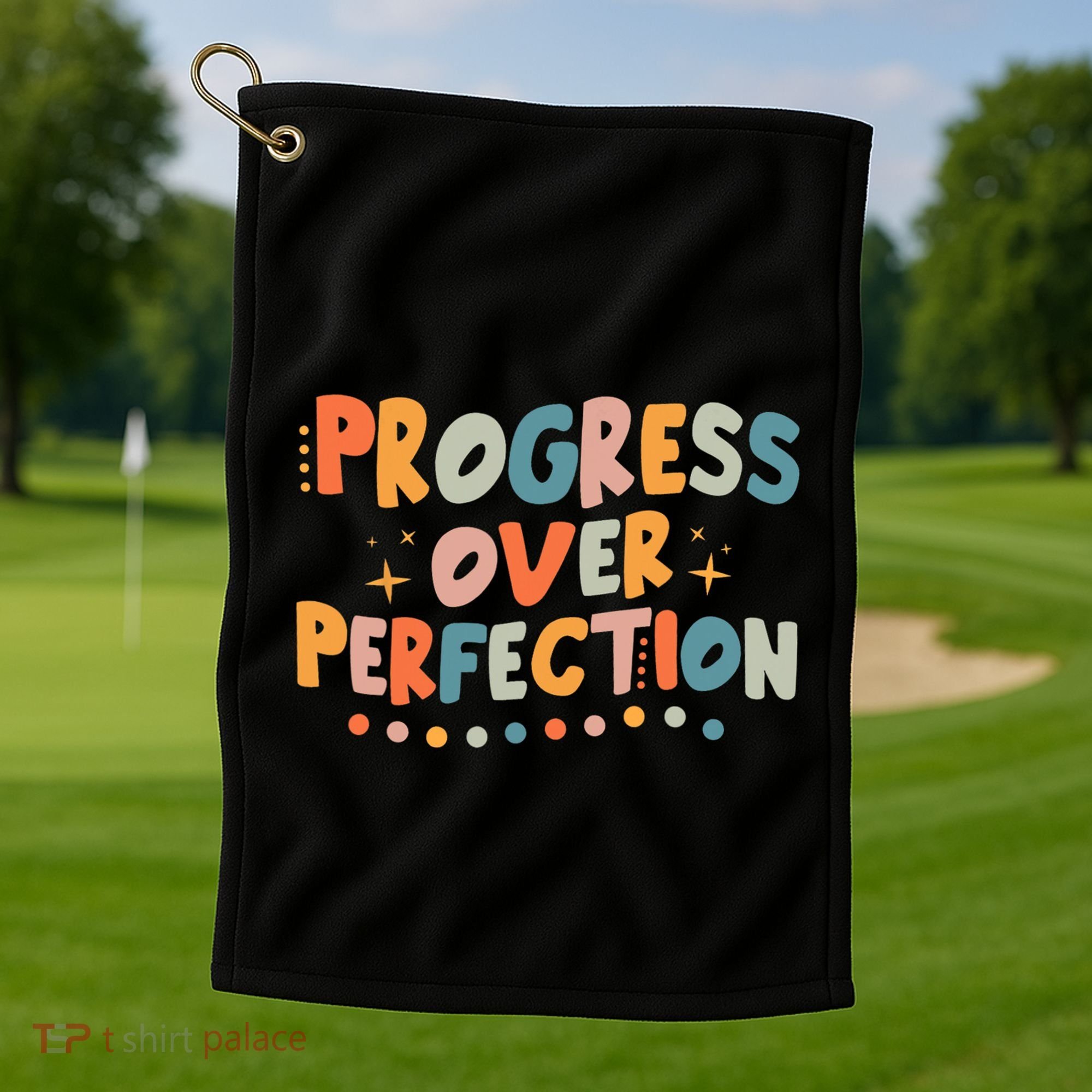 Growth Mindset Progress Over Perfection Back To School Retro Golf Towel