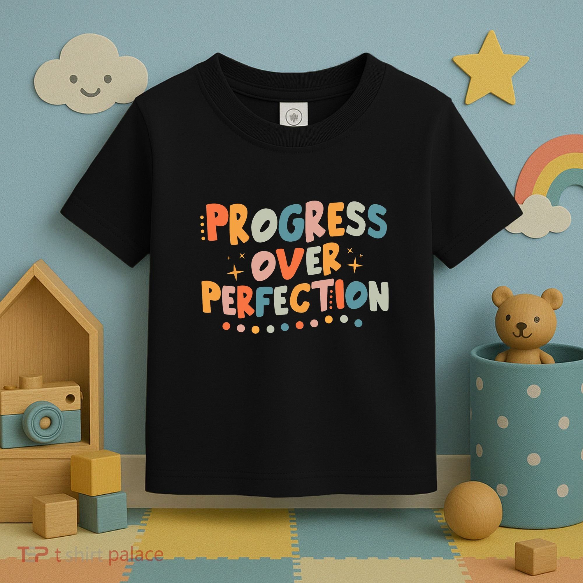 Growth Mindset Progress Over Perfection Back To School Retro Toddler T-Shirt