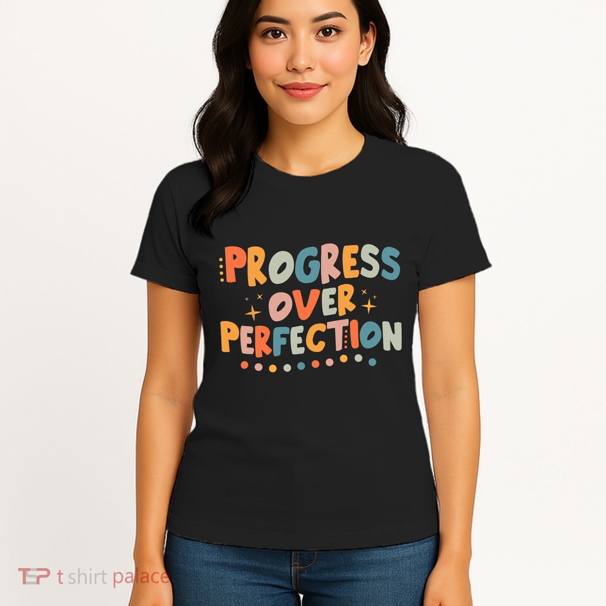 Growth Mindset Progress Over Perfection Back To School Retro Women's T-Shirt