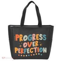 Growth Mindset Progress Over Perfection Back To School Retro Tote Bag thumb 0