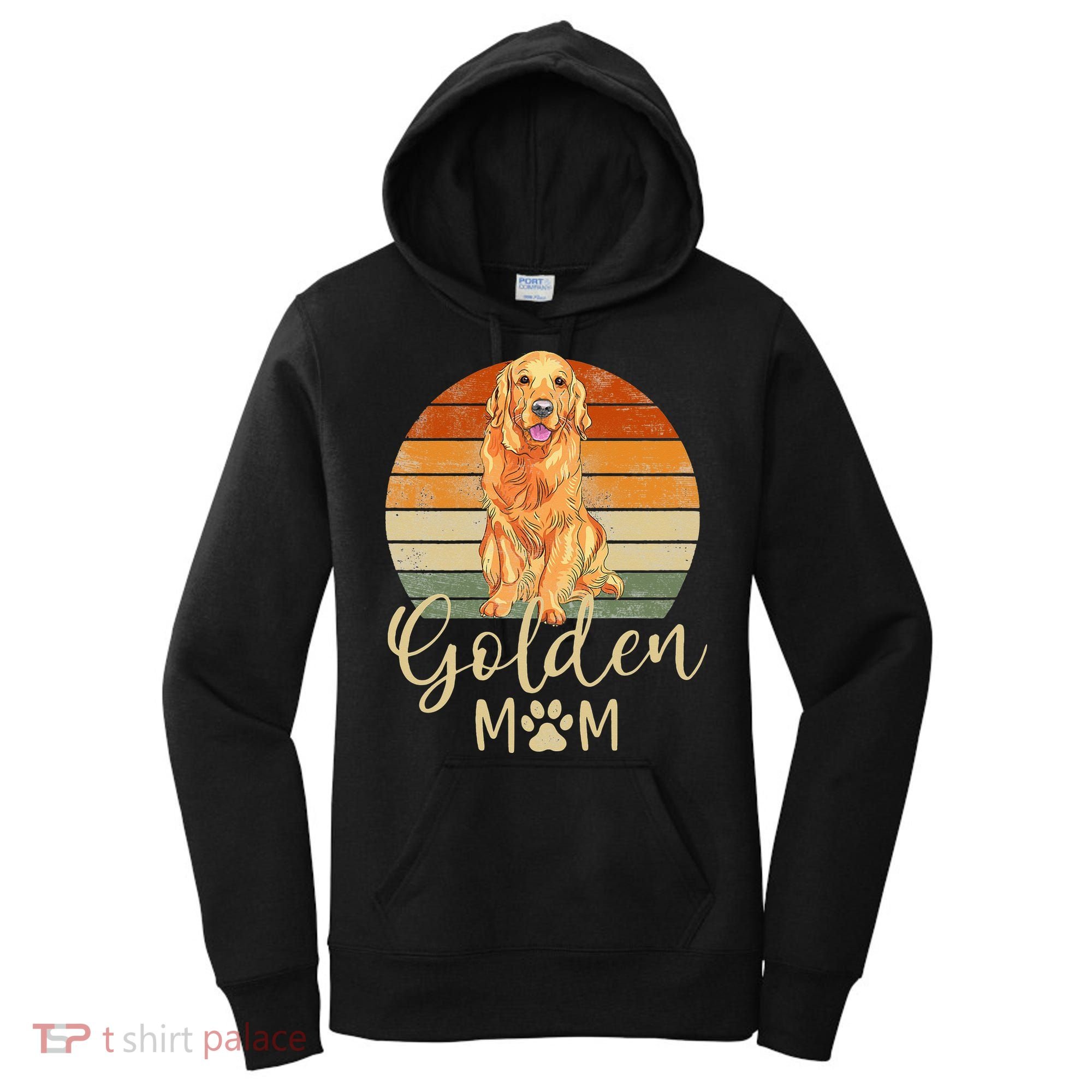 Golden Mom Retro Sunset Golden Retriever Lover Gift Dog Mama Women's Hoodie
