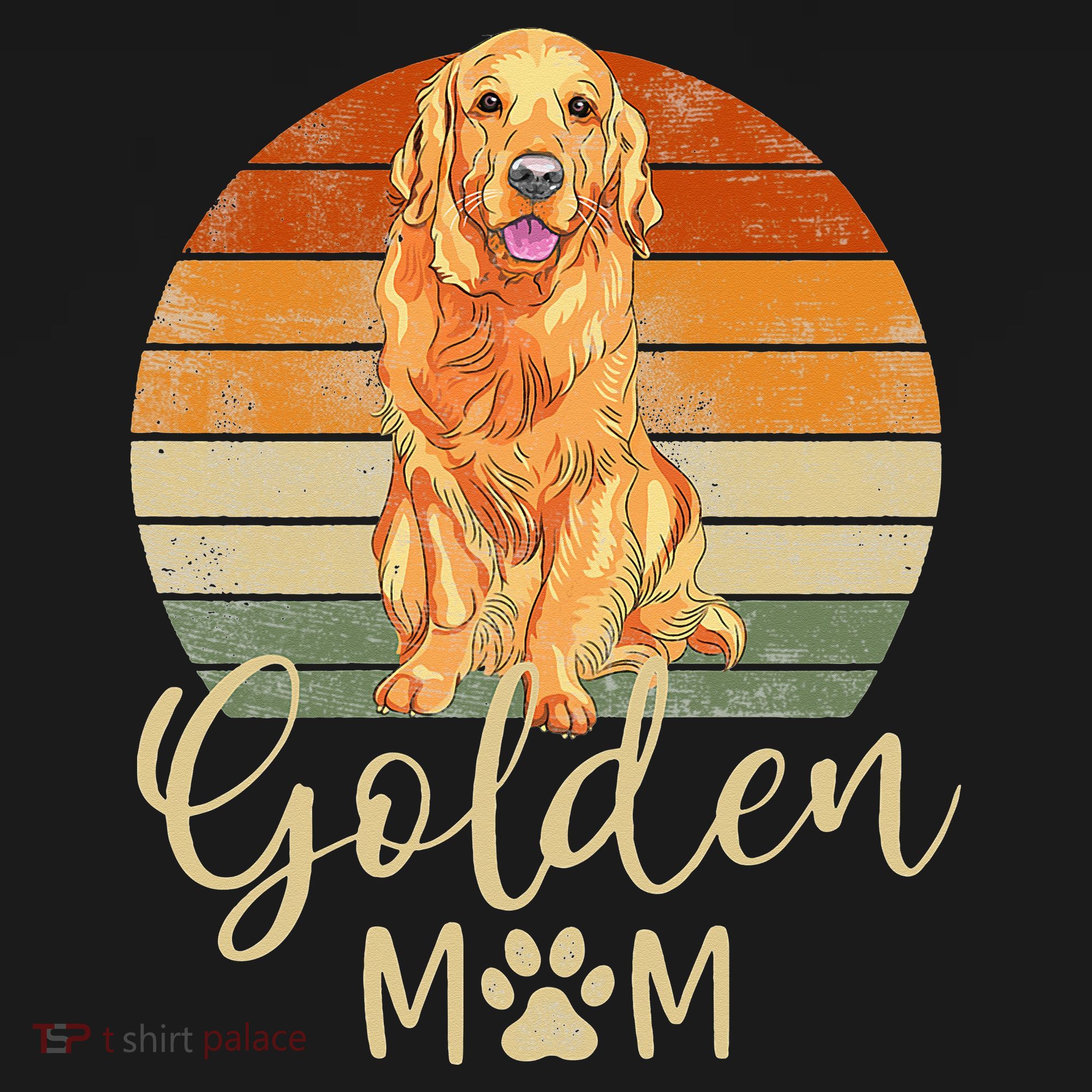 Golden Mom Retro Sunset Golden Retriever Lover Gift Dog Mama Women's Hoodie