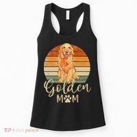 Golden Mom Retro Sunset Golden Retriever Lover Gift Dog Mama Women's Tank Top thumb 0