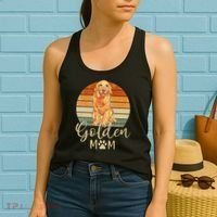 Golden Mom Retro Sunset Golden Retriever Lover Gift Dog Mama Women's Tank Top thumb 2