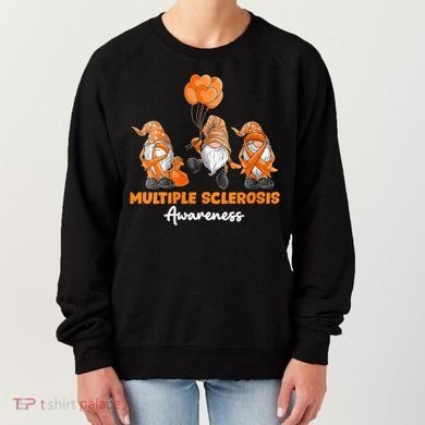 Gnomes Multiple Sclerosis Awareness Orange Ribbon Women's Sweatshirt
