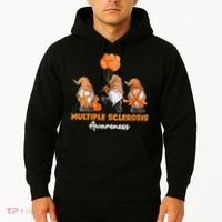 Gnomes Multiple Sclerosis Awareness Orange Ribbon Hoodie thumb 2