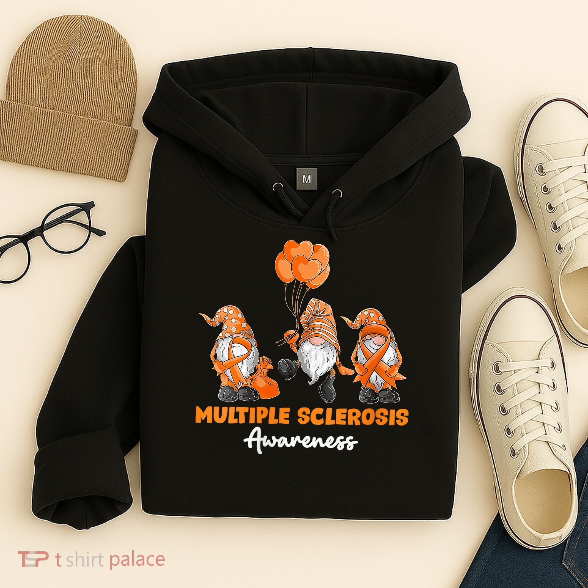 Gnomes Multiple Sclerosis Awareness Orange Ribbon Hoodie