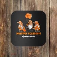 Gnomes Multiple Sclerosis Awareness Orange Ribbon Coaster thumb 0