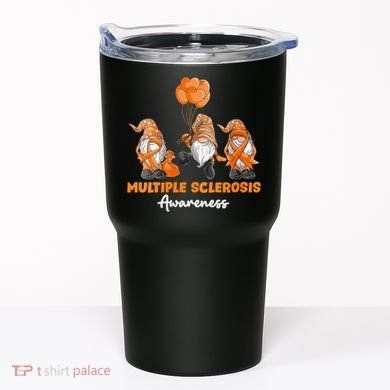 Gnomes Multiple Sclerosis Awareness Orange Ribbon Tumbler