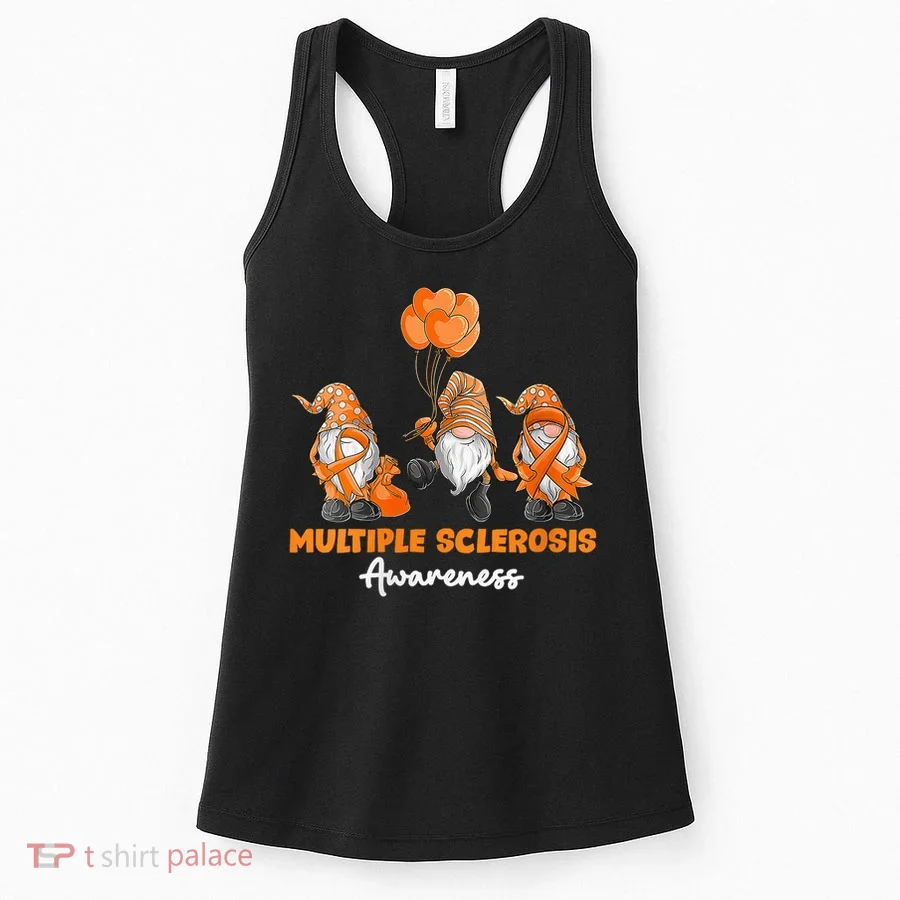 Gnomes Multiple Sclerosis Awareness Orange Ribbon Women's Tank Top