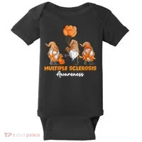 Gnomes Multiple Sclerosis Awareness Orange Ribbon Baby Bodysuit thumb 0