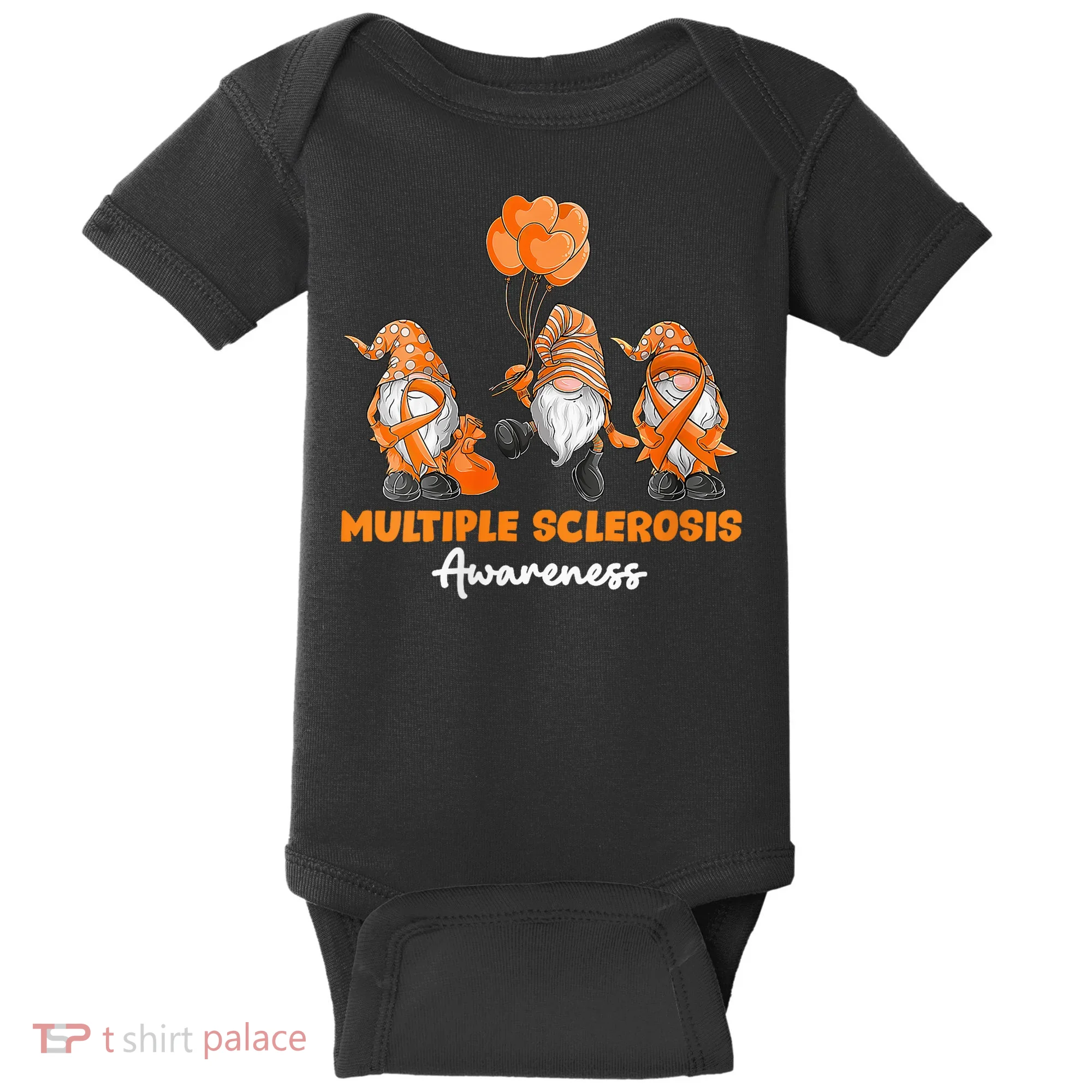Gnomes Multiple Sclerosis Awareness Orange Ribbon Baby Bodysuit