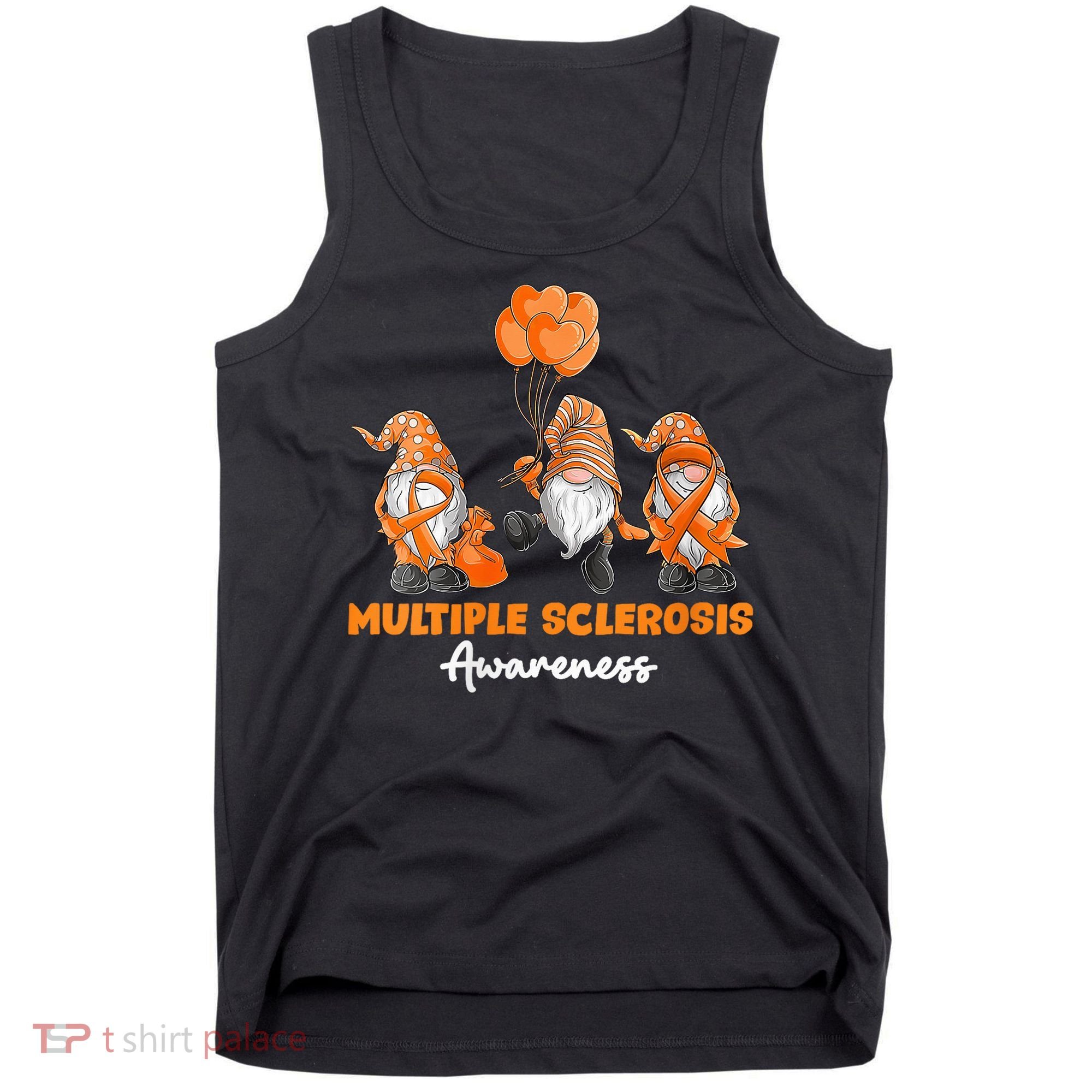 Gnomes Multiple Sclerosis Awareness Orange Ribbon Tank Top