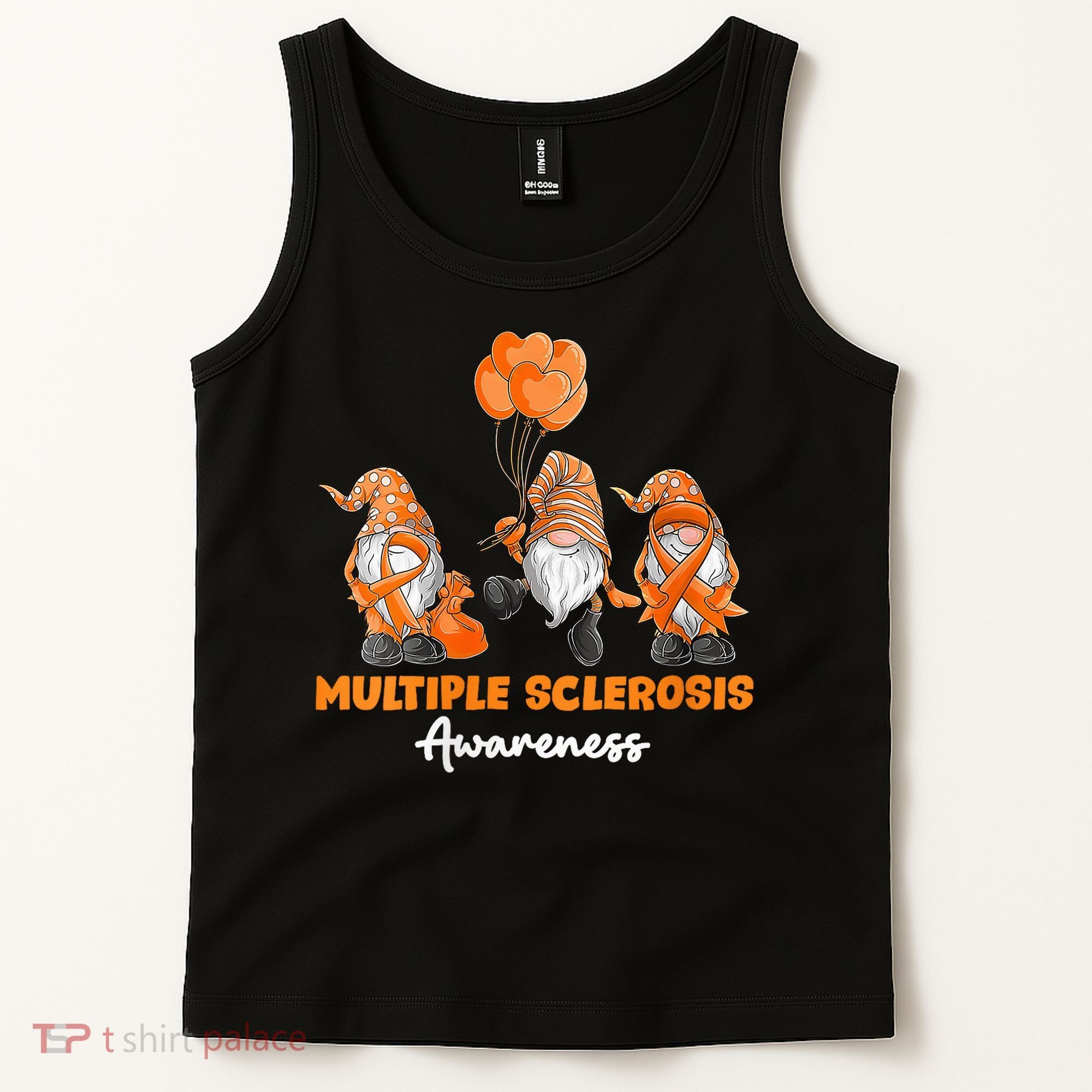 Gnomes Multiple Sclerosis Awareness Orange Ribbon Tank Top