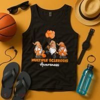 Gnomes Multiple Sclerosis Awareness Orange Ribbon Tank Top thumb 4