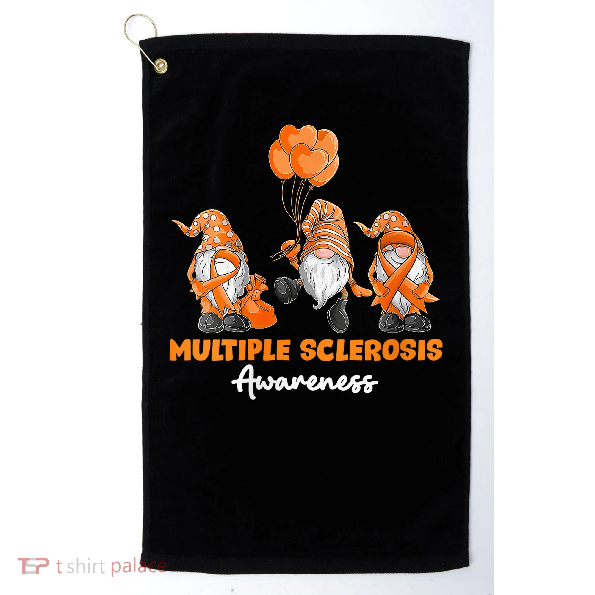 Gnomes Multiple Sclerosis Awareness Orange Ribbon Golf Towel