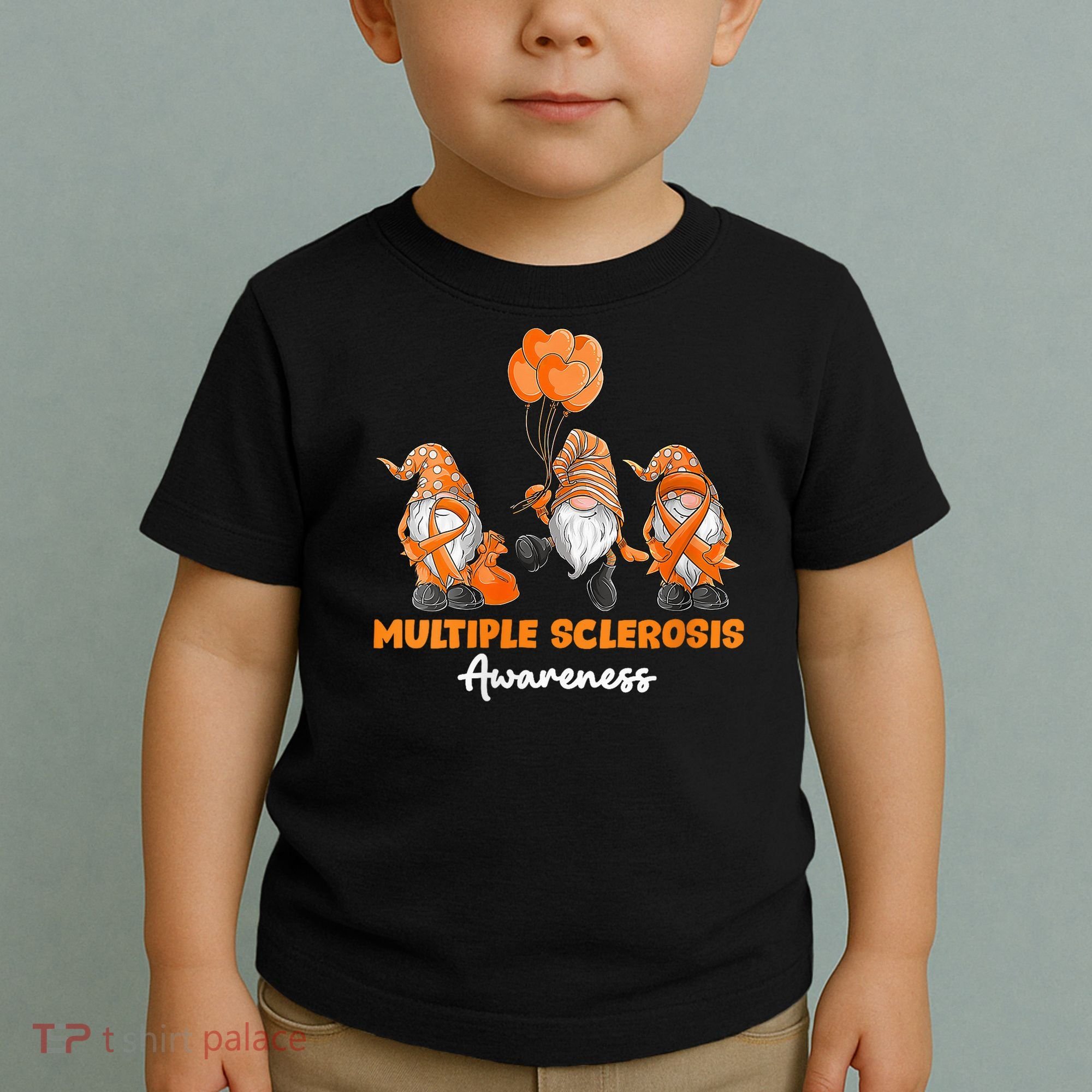 Gnomes Multiple Sclerosis Awareness Orange Ribbon Toddler T-Shirt