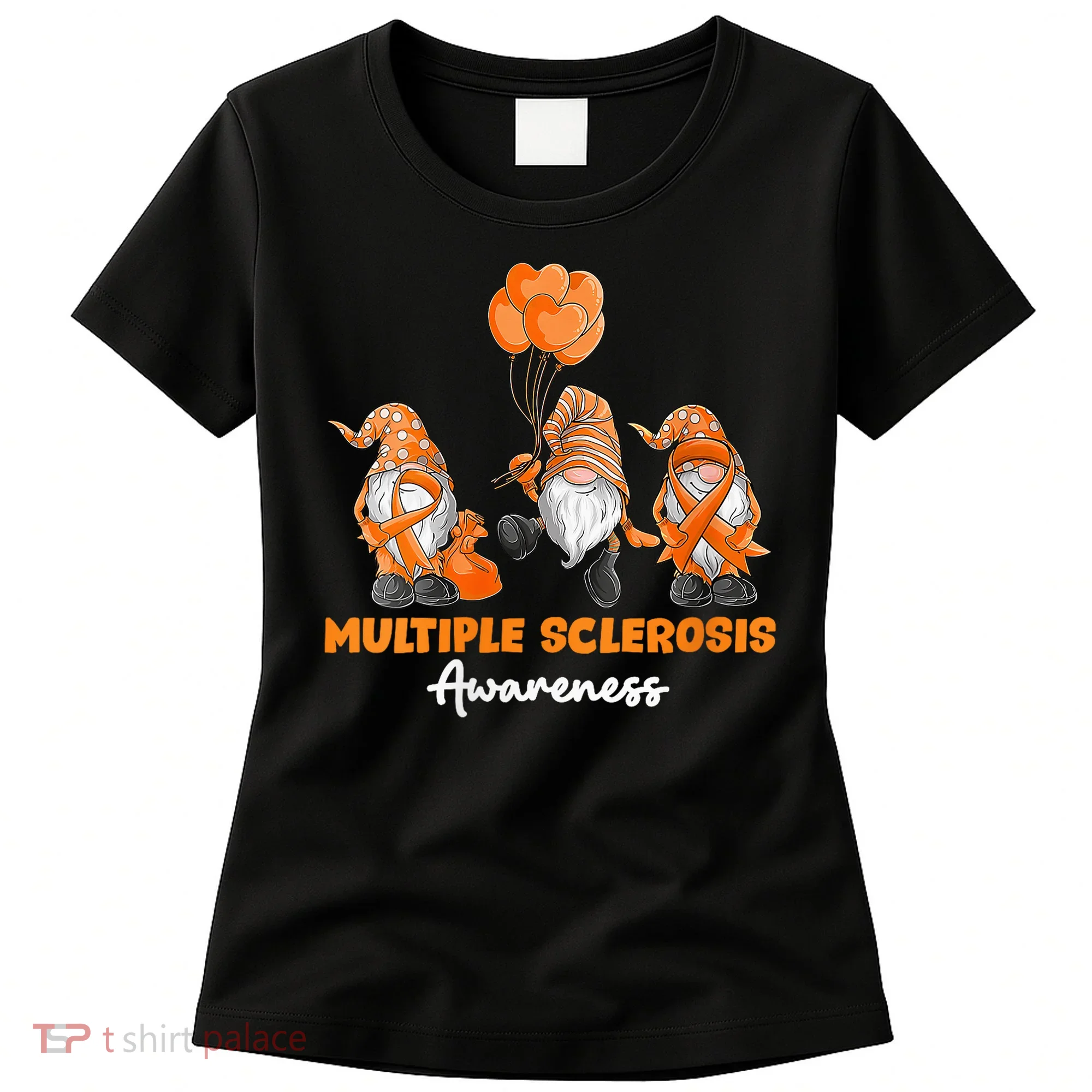 Gnomes Multiple Sclerosis Awareness Orange Ribbon Women's T-Shirt