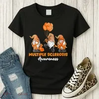 Gnomes Multiple Sclerosis Awareness Orange Ribbon Women's T-Shirt thumb 3