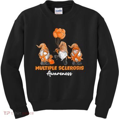 Gnomes Multiple Sclerosis Awareness Orange Ribbon Kids Sweatshirt