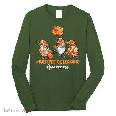 Gnomes Multiple Sclerosis Awareness Orange Ribbon Long Sleeve Shirt