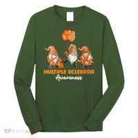 Gnomes Multiple Sclerosis Awareness Orange Ribbon Long Sleeve Shirt thumb 0