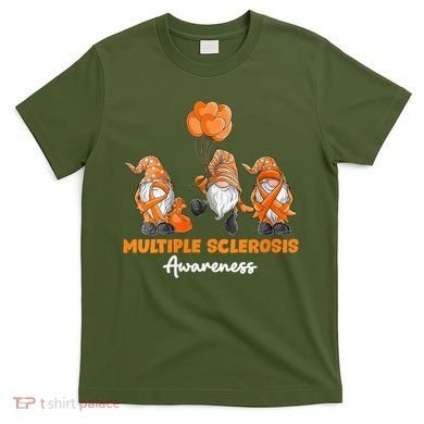 Gnomes Multiple Sclerosis Awareness Orange Ribbon T-Shirt