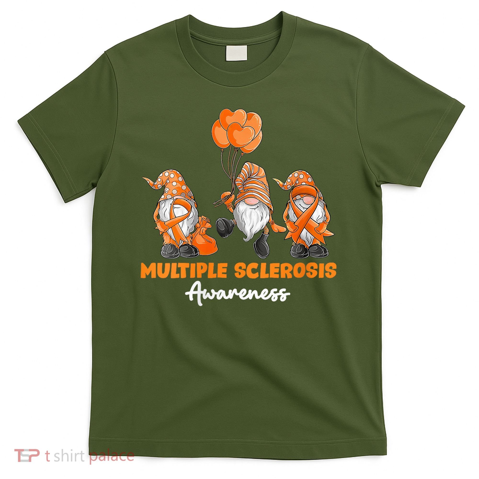 Gnomes Multiple Sclerosis Awareness Orange Ribbon T-Shirt