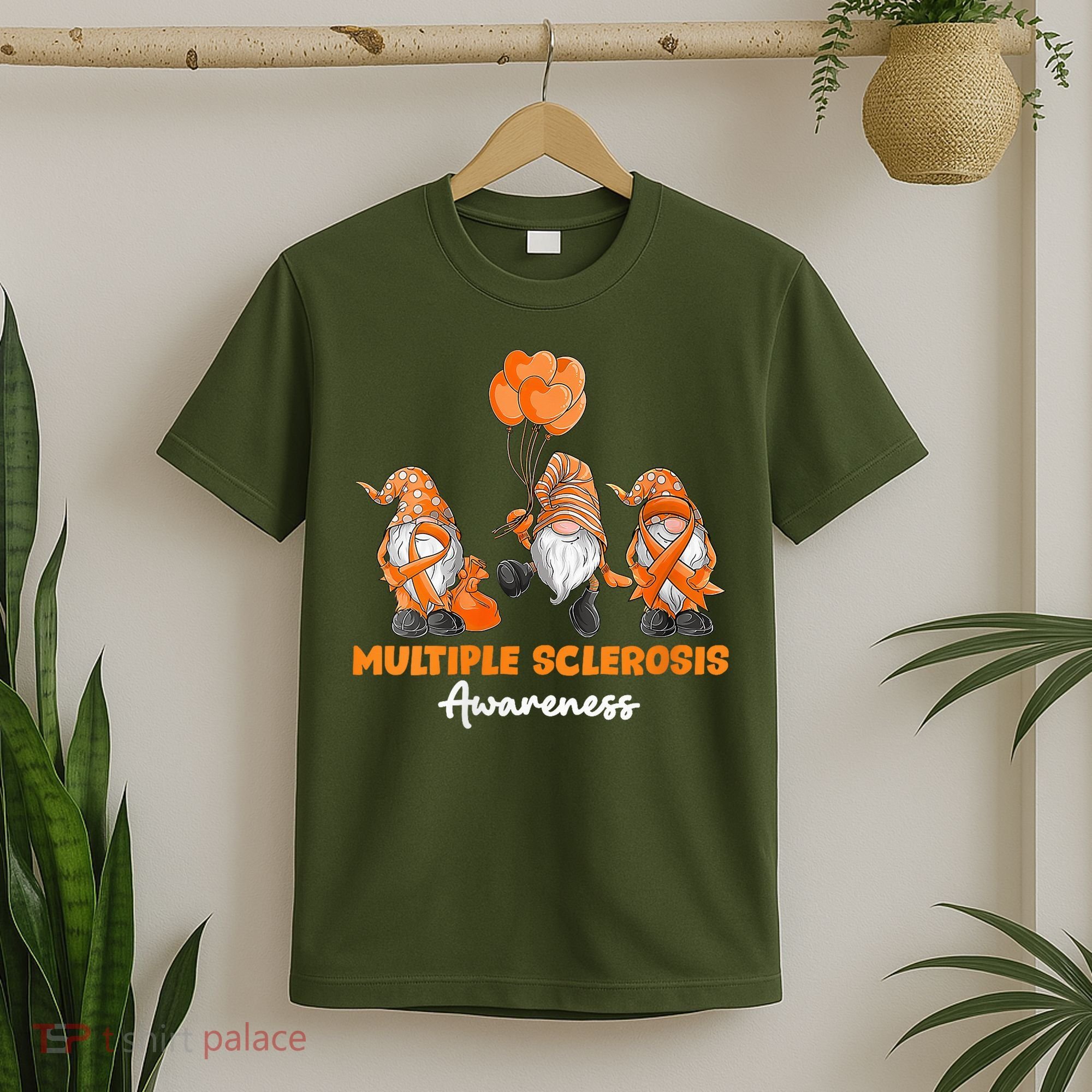 Gnomes Multiple Sclerosis Awareness Orange Ribbon T-Shirt