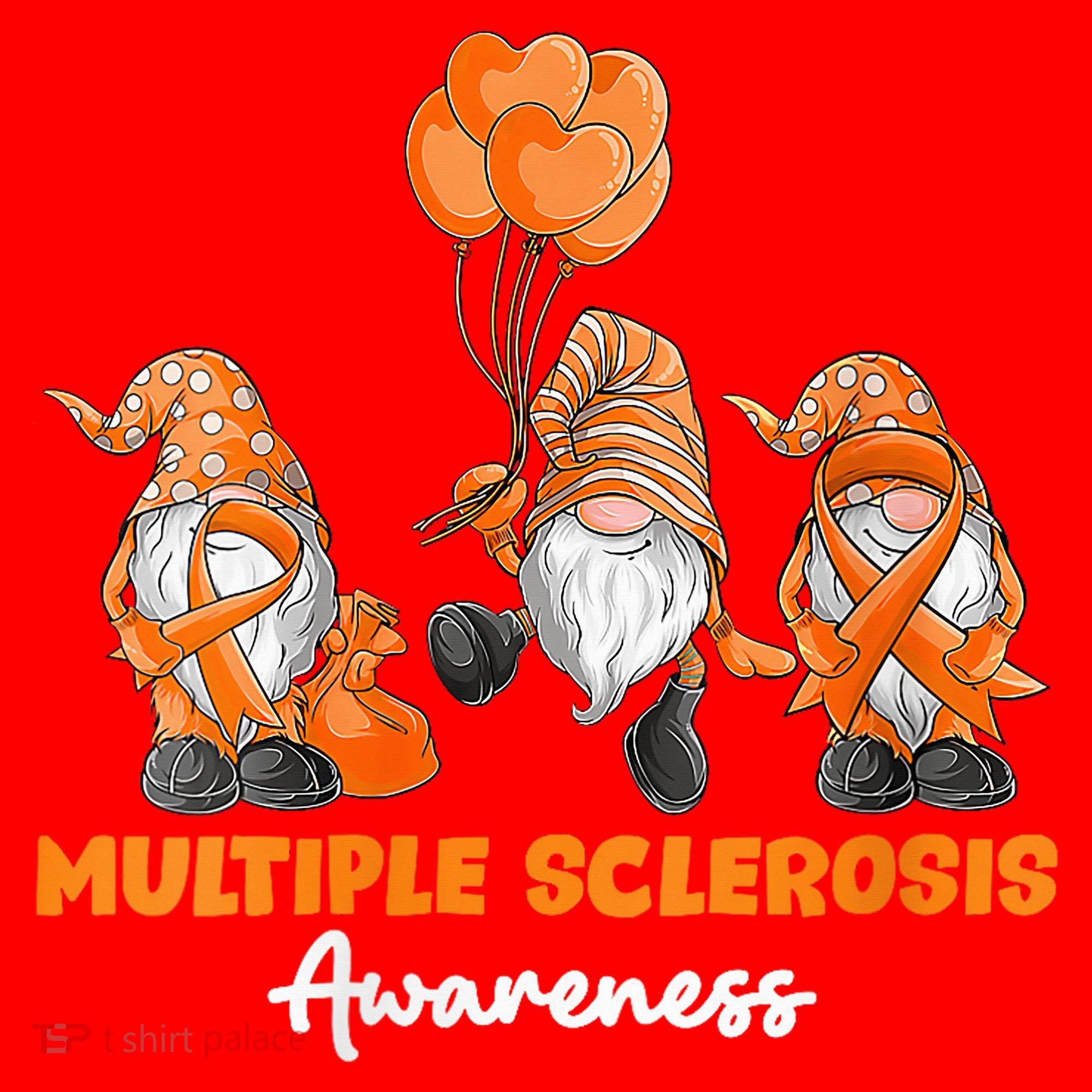 Gnomes Multiple Sclerosis Awareness Orange Ribbon Santa Hat