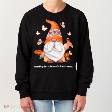 Gnome Multiple Sclerosis Awareness Orange Ribbon Gnome MS Warrior Women's Sweatshirt