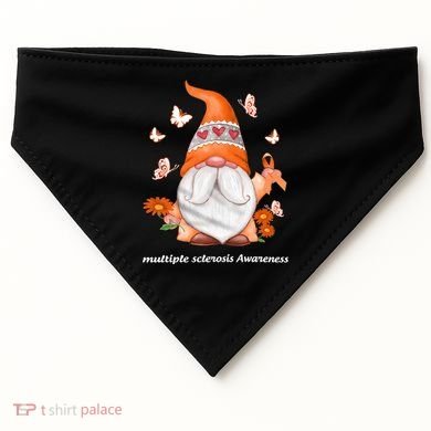 Gnome Multiple Sclerosis Awareness Orange Ribbon Gnome MS Warrior USA-Made Doggie Bandana