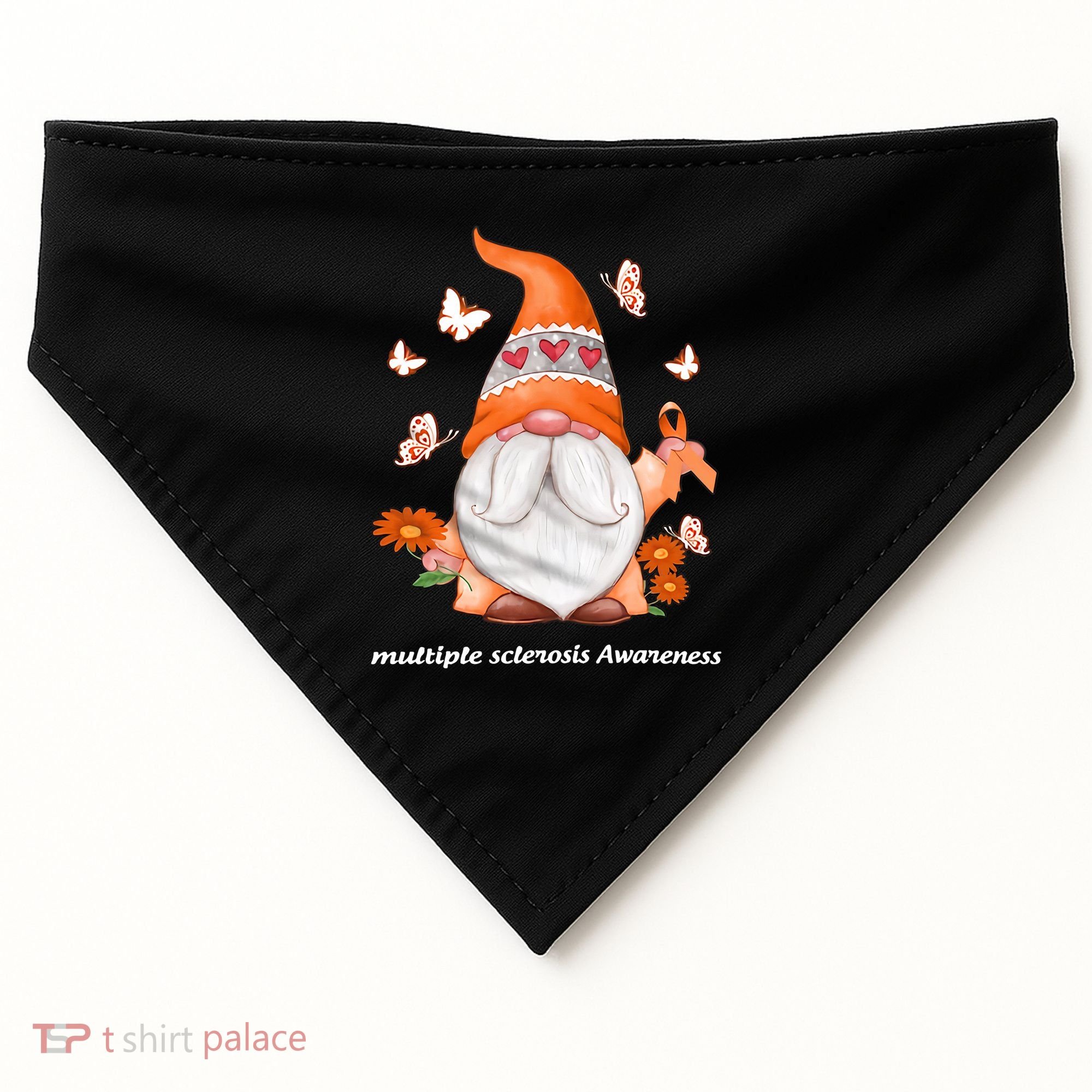 Gnome Multiple Sclerosis Awareness Orange Ribbon Gnome MS Warrior USA-Made Doggie Bandana