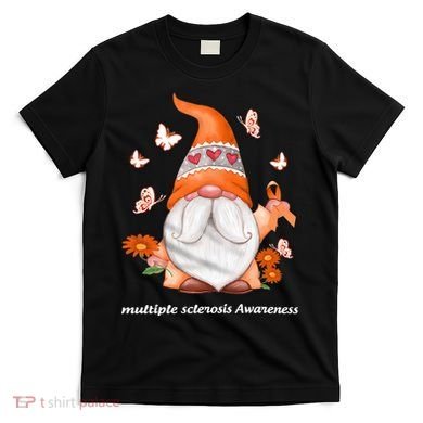 Gnome Multiple Sclerosis Awareness Orange Ribbon Gnome MS Warrior T-Shirt