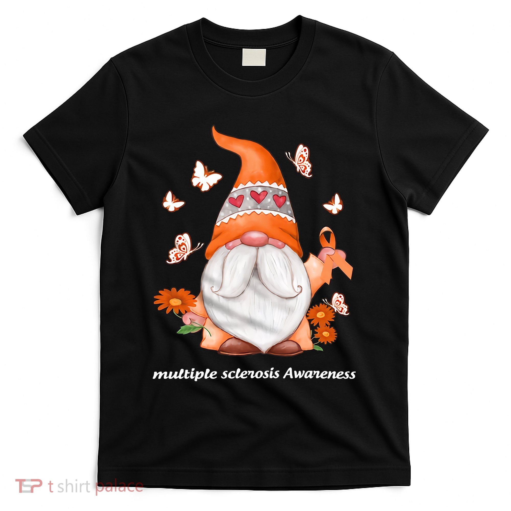 Gnome Multiple Sclerosis Awareness Orange Ribbon Gnome MS Warrior T-Shirt