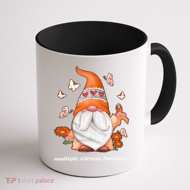 Gnome Multiple Sclerosis Awareness Orange Ribbon Gnome MS Warrior Coffee Mug back
