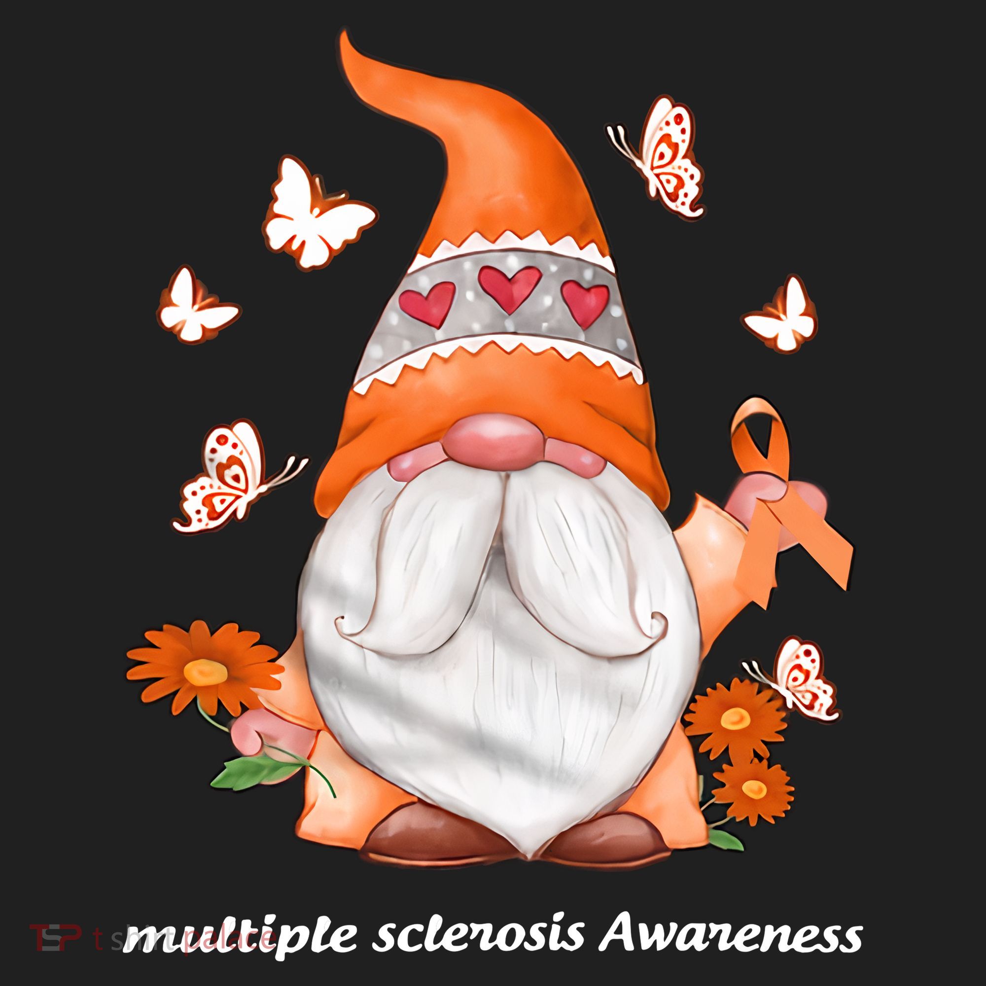 Gnome Multiple Sclerosis Awareness Orange Ribbon Gnome MS Warrior Beanie