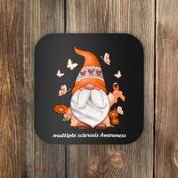 Gnome Multiple Sclerosis Awareness Orange Ribbon Gnome MS Warrior Coaster thumb 0
