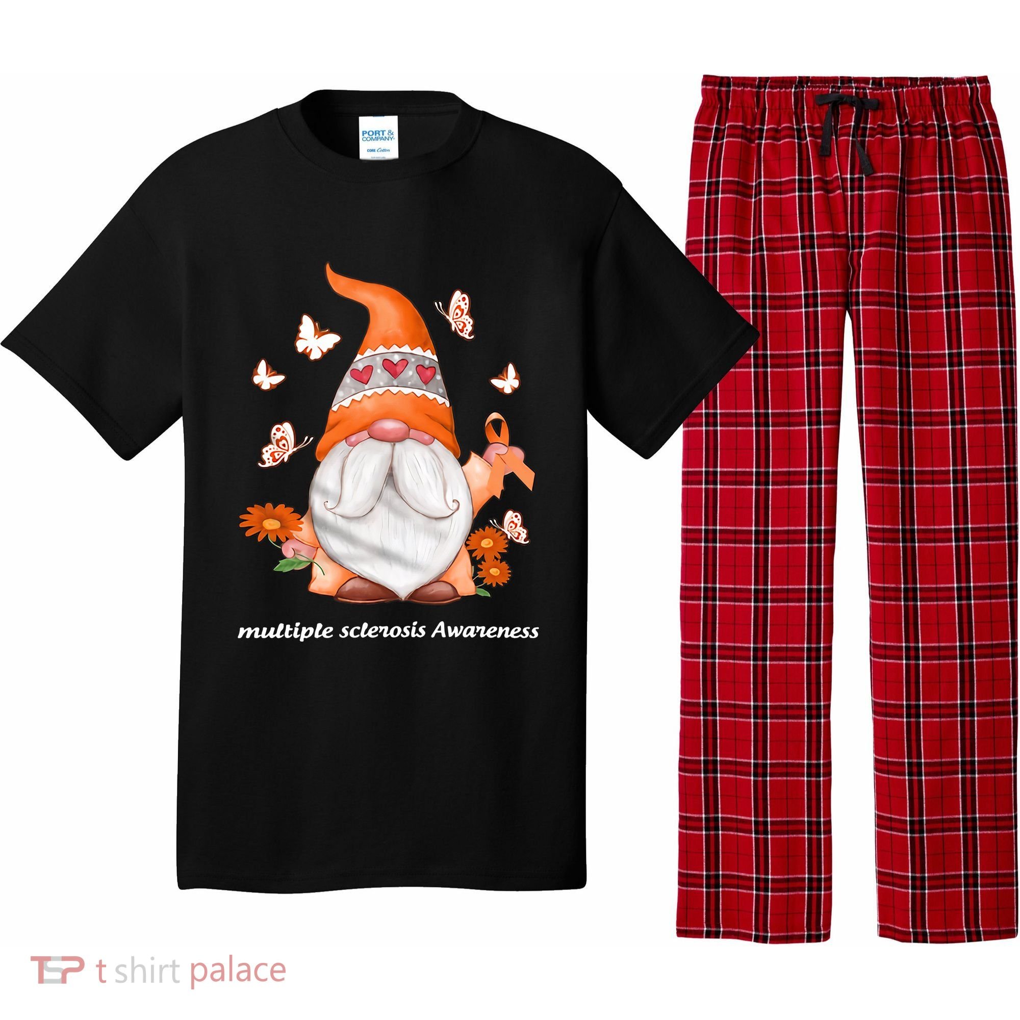 Gnome Multiple Sclerosis Awareness Orange Ribbon Gnome MS Warrior Pajama Set
