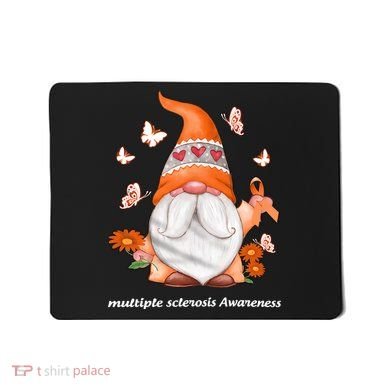 Gnome Multiple Sclerosis Awareness Orange Ribbon Gnome MS Warrior Mousepad