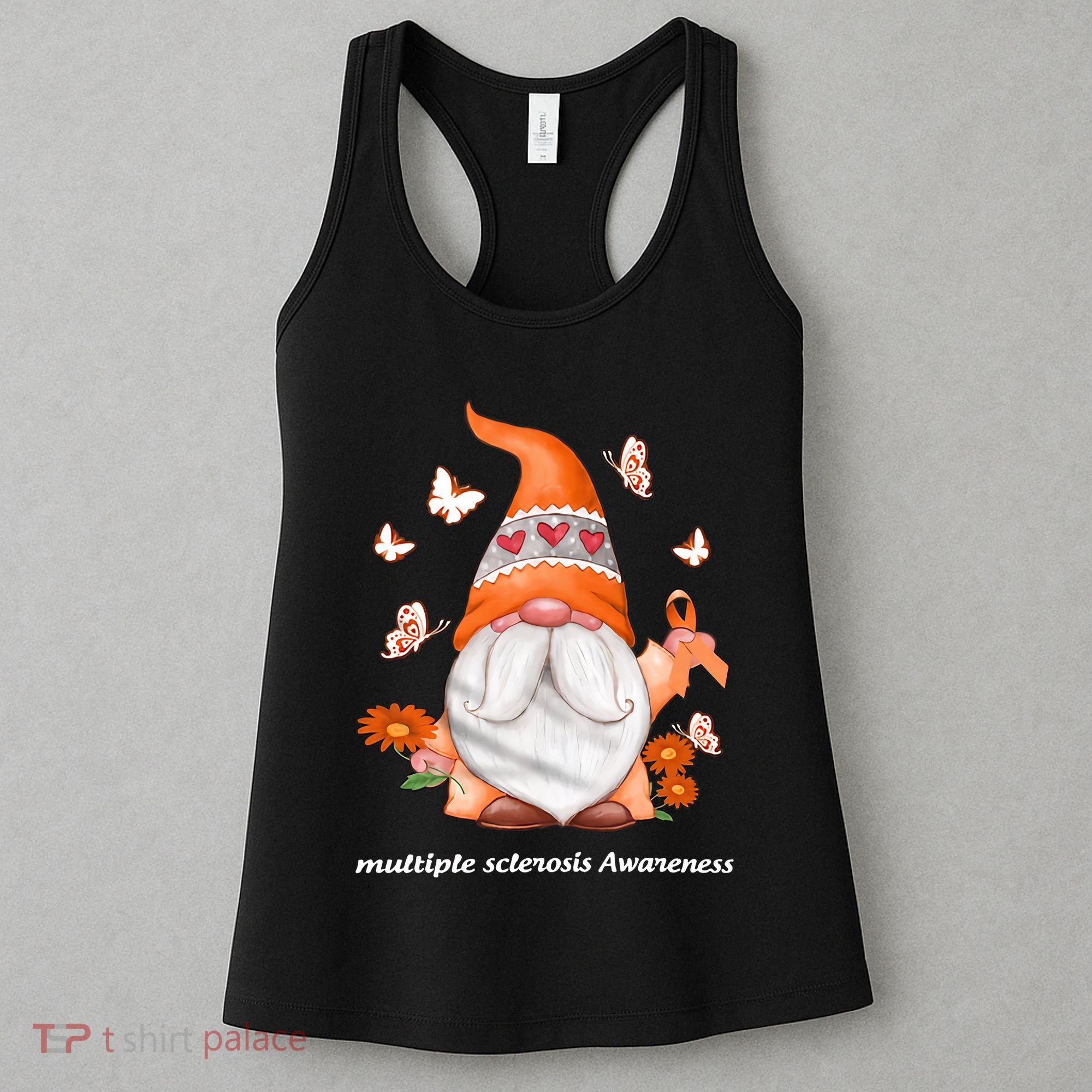 Gnome Multiple Sclerosis Awareness Orange Ribbon Gnome MS Warrior Women's Tank Top
