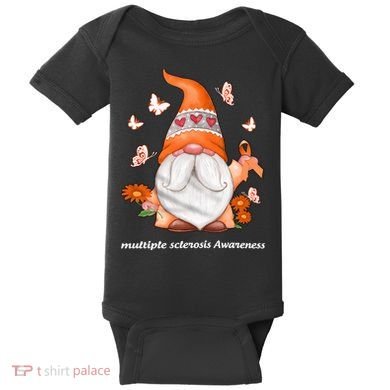 Gnome Multiple Sclerosis Awareness Orange Ribbon Gnome MS Warrior Baby Bodysuit