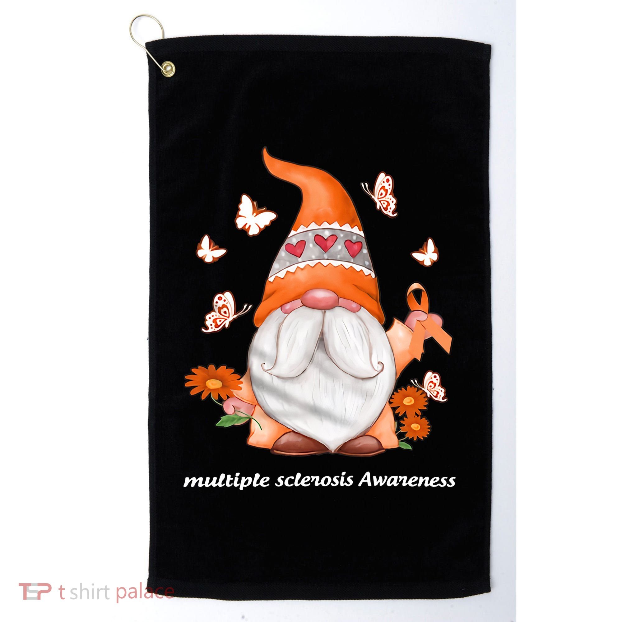 Gnome Multiple Sclerosis Awareness Orange Ribbon Gnome MS Warrior Golf Towel