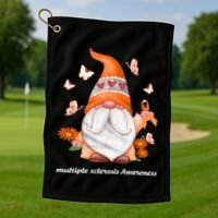 Gnome Multiple Sclerosis Awareness Orange Ribbon Gnome MS Warrior Golf Towel thumb 1