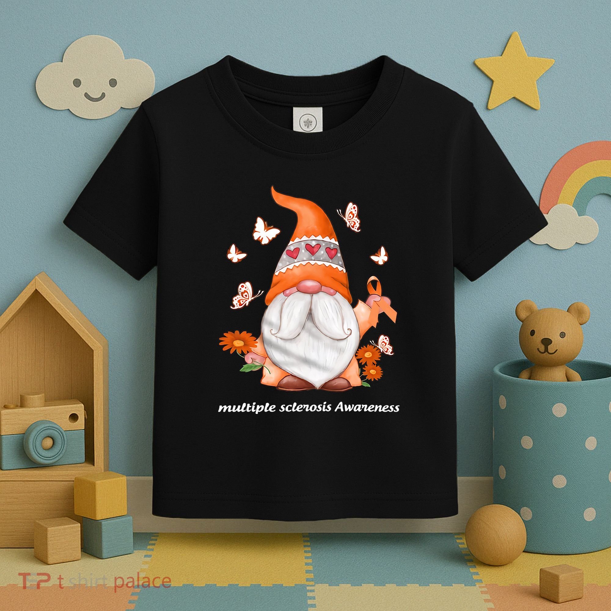 Gnome Multiple Sclerosis Awareness Orange Ribbon Gnome MS Warrior Toddler T-Shirt