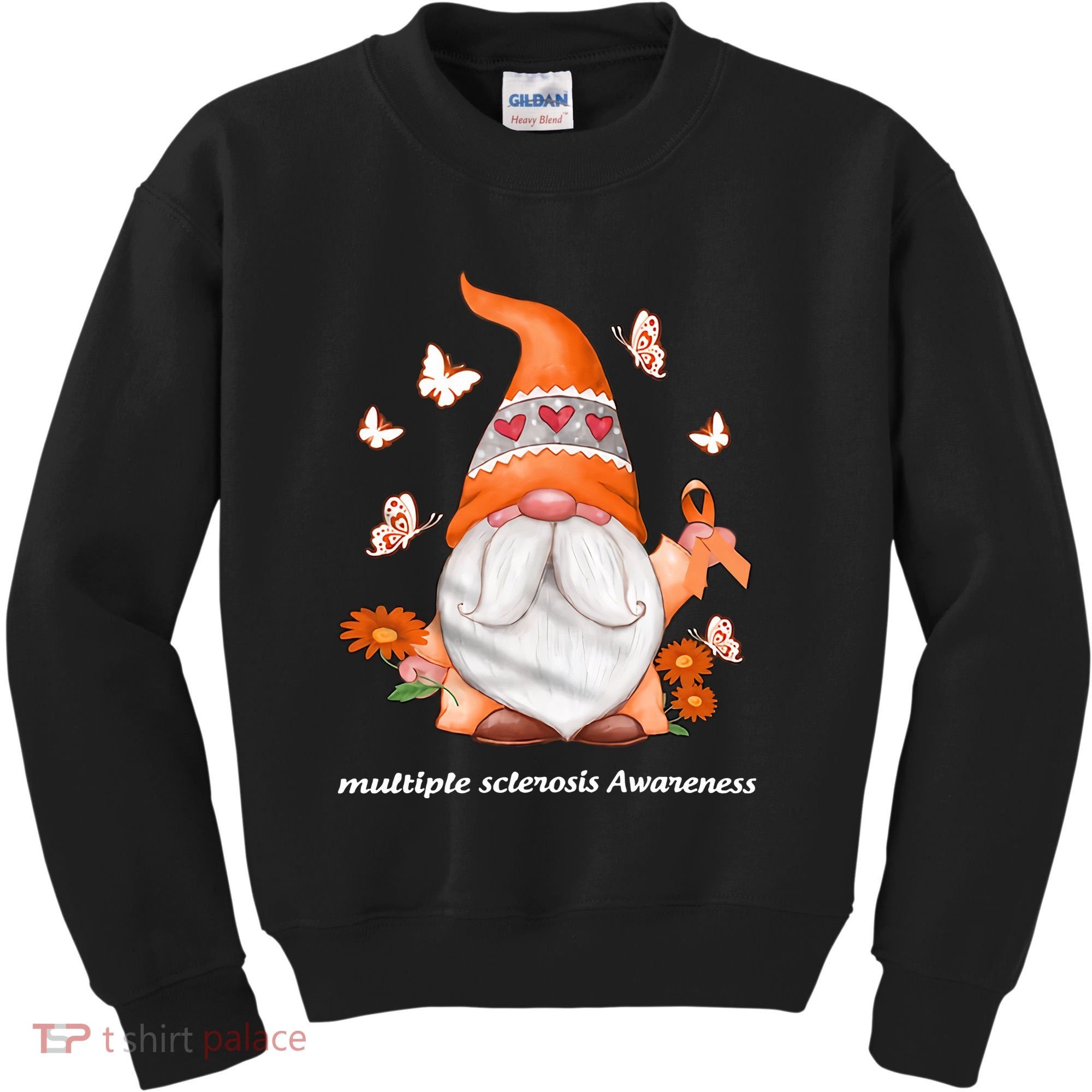 Gnome Multiple Sclerosis Awareness Orange Ribbon Gnome MS Warrior Kids Sweatshirt