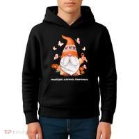 Gnome Multiple Sclerosis Awareness Orange Ribbon Gnome MS Warrior Kids Hoodie thumb 4